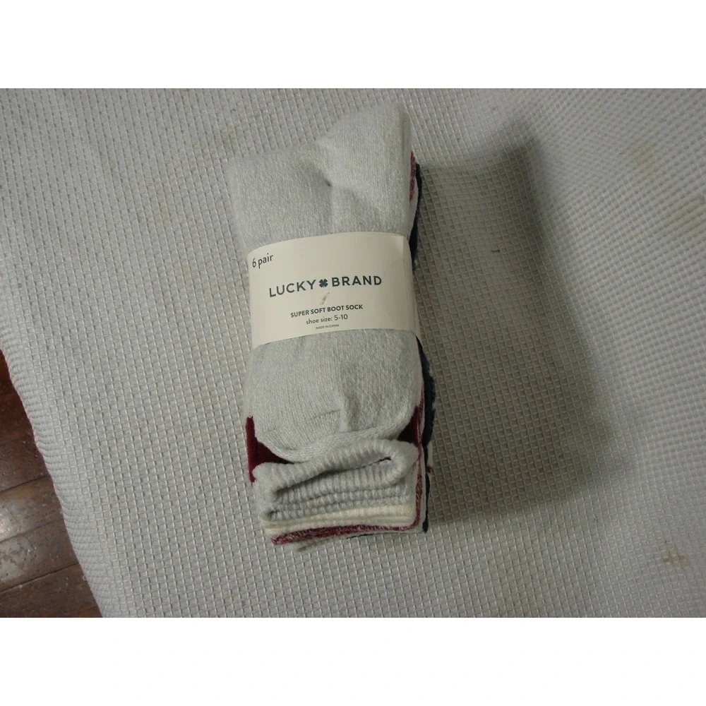 New Lucky Brand 6 Pack Super Soft Boot Socks Womens Size 5-10 Warm Cozy Outdoor